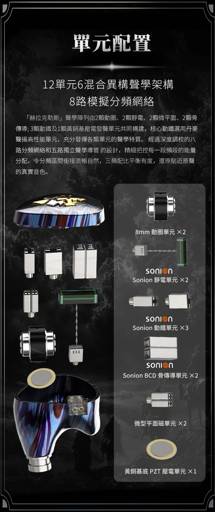 BGVP Herculis 赫拉克勒斯 12單混合式 耳道式耳機 大馬士革鋯石與鈦合金 首批前300名送"神印"小尾巴 商品圖片 13